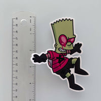 ruler by Ayecon Invader Zimpson street sticker slap showing an approximate height 4.5 inches